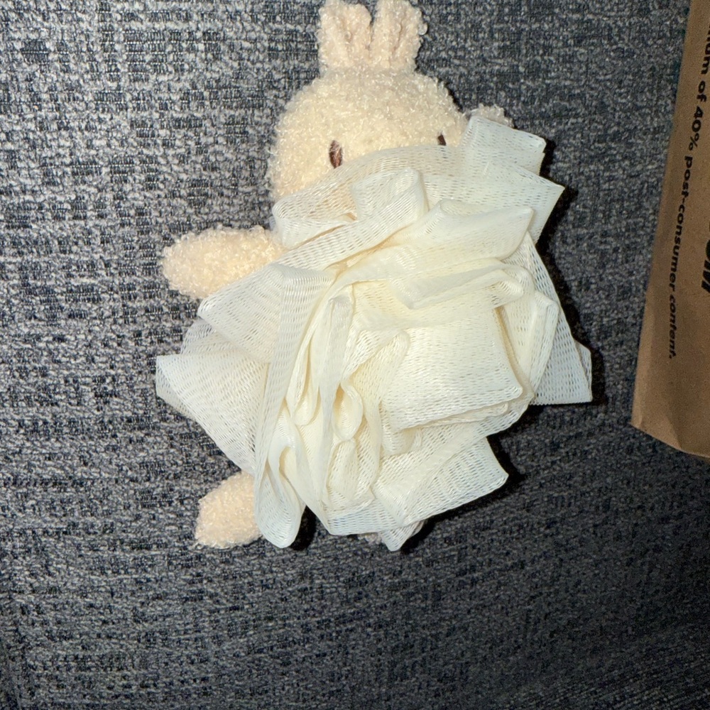 Cream Plush Toy with White Mesh